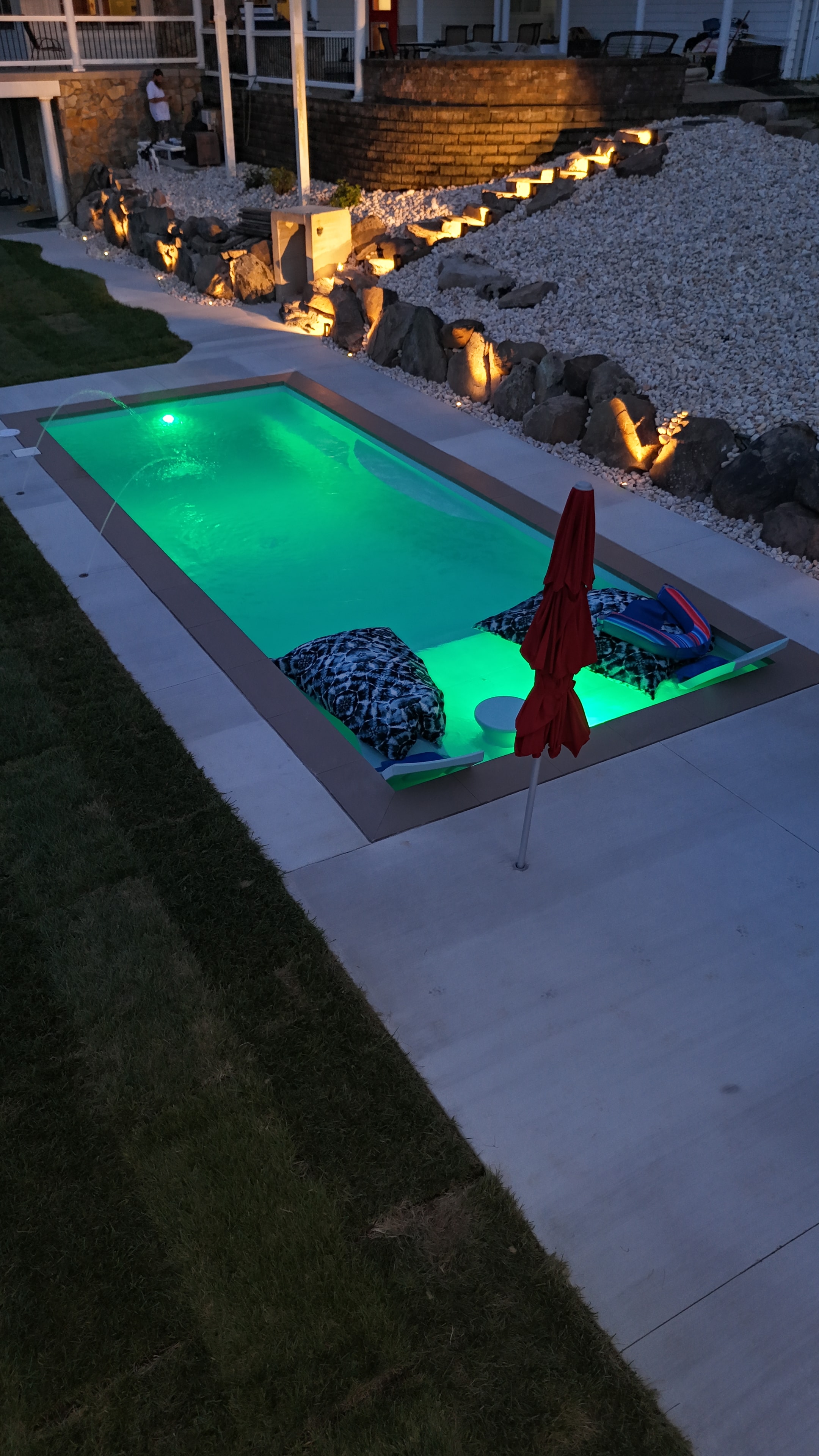 Hillside Retreat — aerial view of completed pool